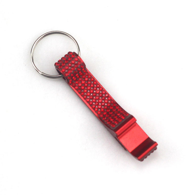 Wholesale Aluminum Alloy Diamond Inlaid Bottle Opener Key Chain